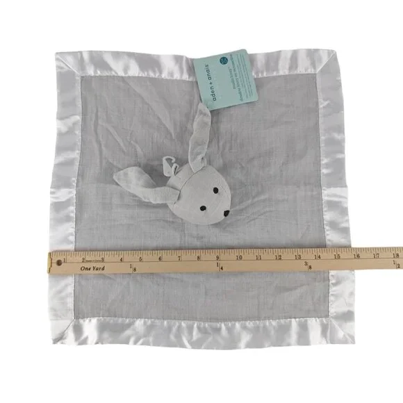 Aden+Anais Bunny Rabbit Lovey Gray Muslin Baby Security Blanket Satin Trim NWT - Picture 4 of 7